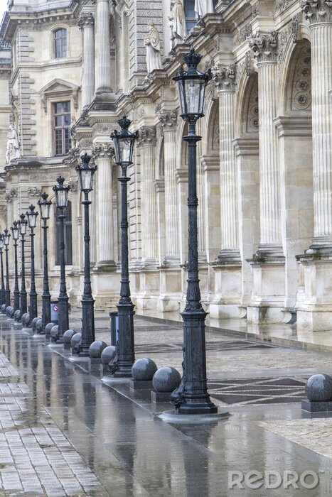 Fotobehang Lantaarns in Parijs in de regen