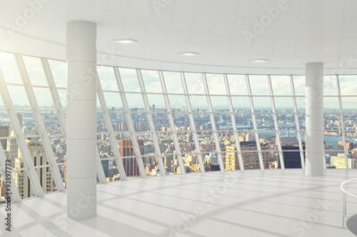 Fotobehang Leeg kantoor met uitzicht op de stad