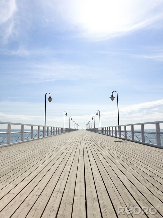 Fotobehang Lege houten pier in 3D