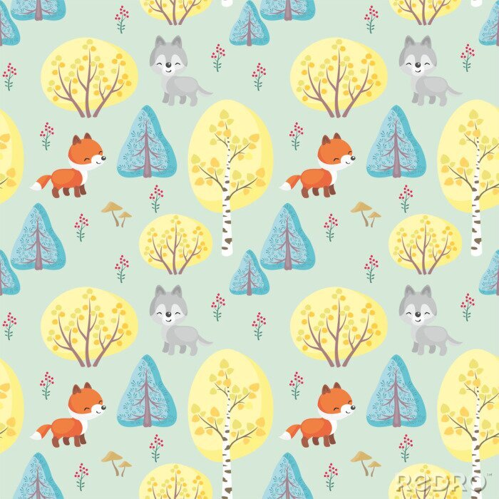 Fotobehang Leuke bosdieren voor kinderen