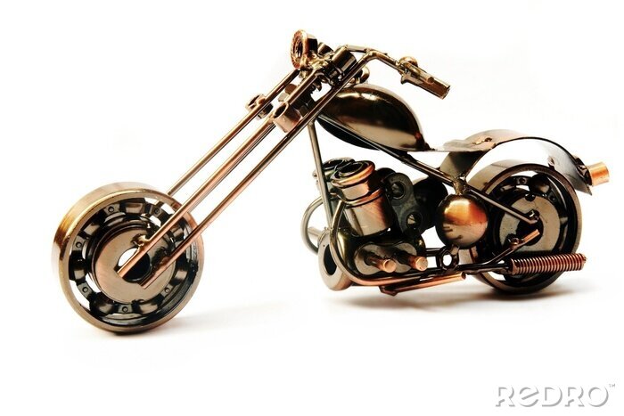 Fotobehang Leuke metallic motor souvenir geïsoleerd via Wit