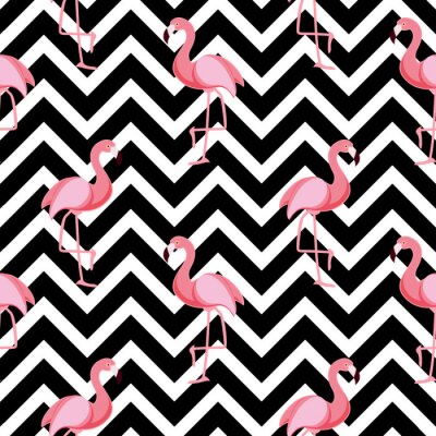 Leuke Retro Naadloze Flamingo Patroon Achtergrond Vector Illustratie