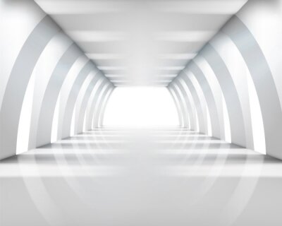Fotobehang Licht aan het eind van de witte tunnel