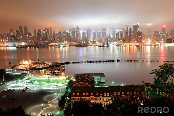Fotobehang Licht bij nacht in New York