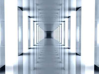 Fotobehang Lichten in futuristische tunnel