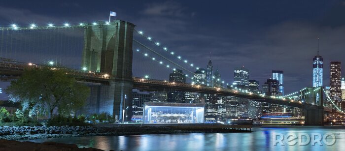 Fotobehang Lichten op Brooklyn Bridge