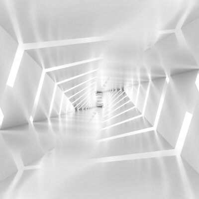 Fotobehang Lichtgrijze abstracte tunnel met meerdere wanden