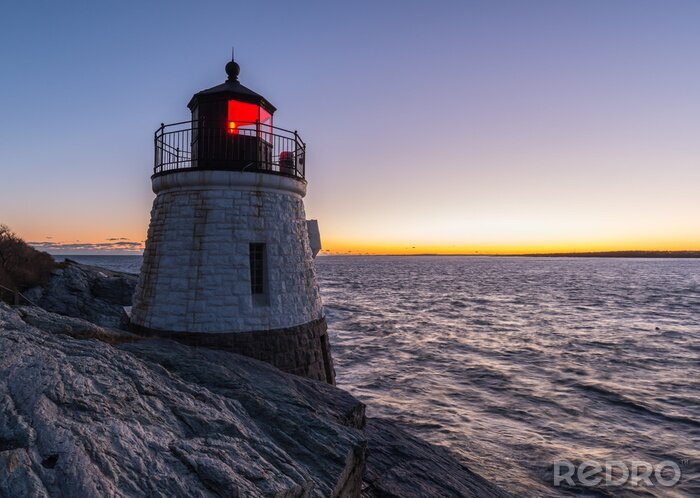 Fotobehang Lighthouse Hill Kasteel bij zonsondergang