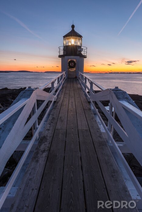Fotobehang Lighthouse Point Marshall bij zonsondergang