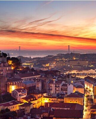 Lissabon Portugal en zonsondergang