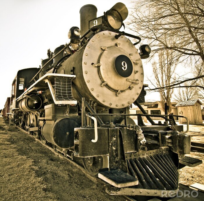 Fotobehang Locomotief trein in retrostijl