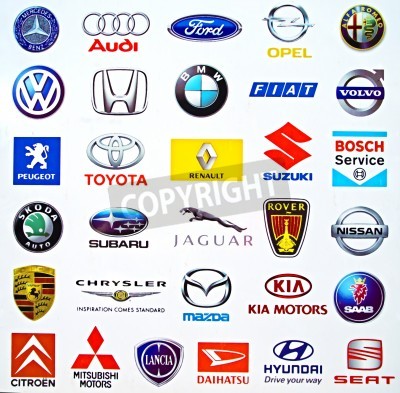 Fotobehang Logos of international carmakers