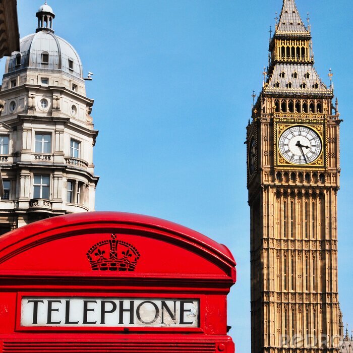 Fotobehang Londen en de Big Ben in Groot-Brittannië
