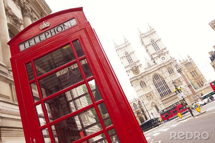 Fotobehang Londen en de telefooncel in Westminster Abbey
