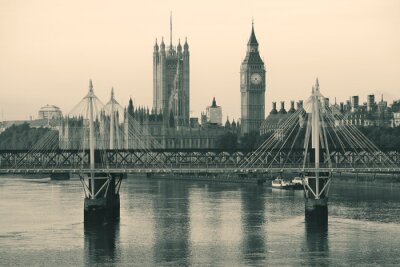 Fotobehang Londen en het Parlement in sepia