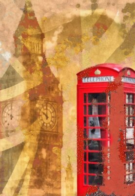 Fotobehang Londen retro telefooncel