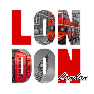Fotobehang Londen rode illustraties