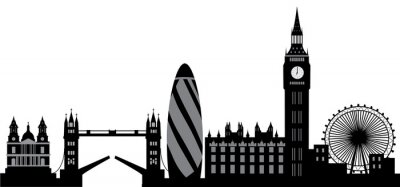 Fotobehang Londen skyline in zwart-wit
