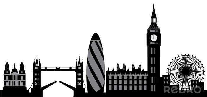 Fotobehang Londen skyline in zwart-wit