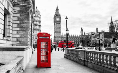 Fotobehang Londense rode telefooncel