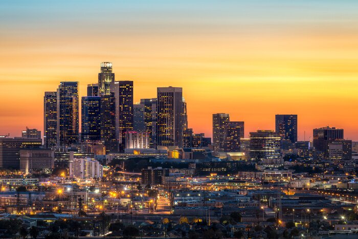 Fotobehang Los Angeles bij nacht panorama
