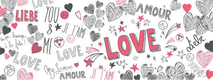 Fotobehang Love doodles achtergrond