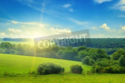 Fotobehang Lucht boven een groen landschap