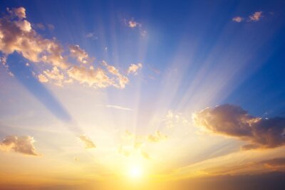 Fotobehang Lucht in tinten van de ondergaande zon