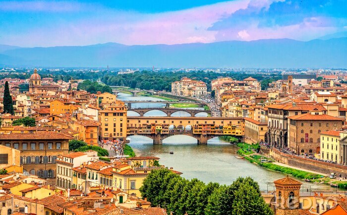 Fotobehang Luchtfoto van de architectuur van Florence