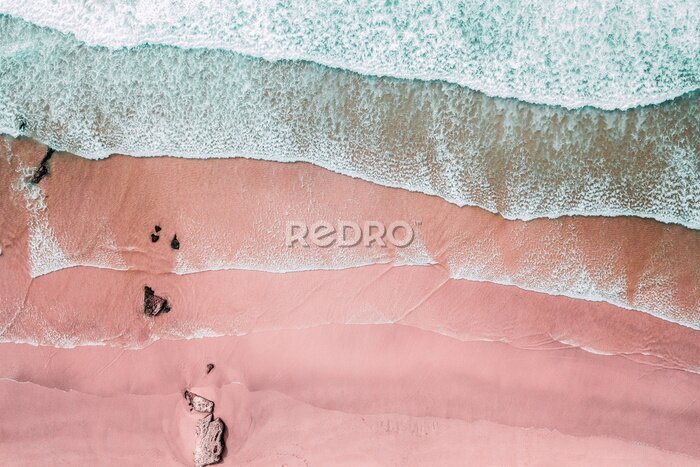Fotobehang Luchtfoto van het roze zandstrand