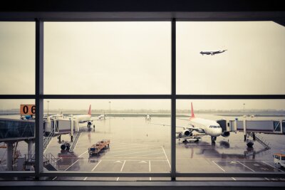 Fotobehang luchthaven buiten het raam scene
