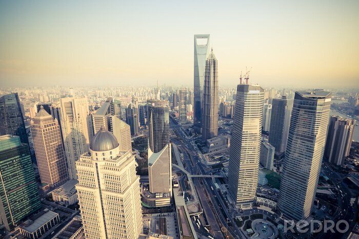 Fotobehang Luchtpanorama van de stad
