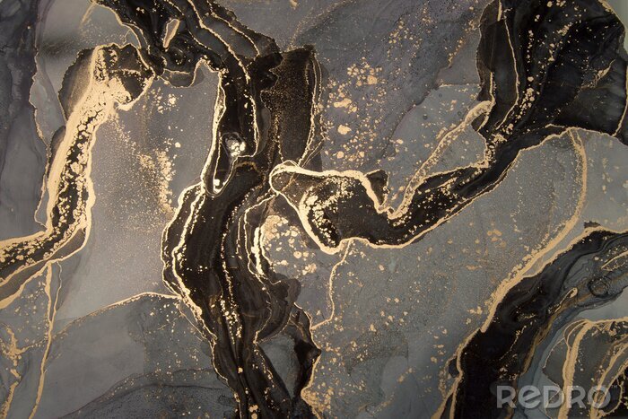 Fotobehang Luxe abstracte marmertextuur met gouden accenten