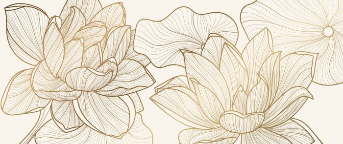 Fotobehang Luxe motief met een gouden bloemenpatroon