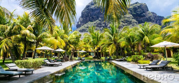 Fotobehang Luxe tropische vacation.Spa zwembad, Mauritius