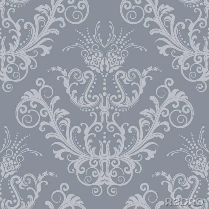 Fotobehang Luxe zilveren bloemen uitstekende behang