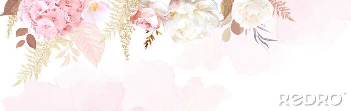 Fotobehang Luxurious beige trendy vector design watercolor banner frame