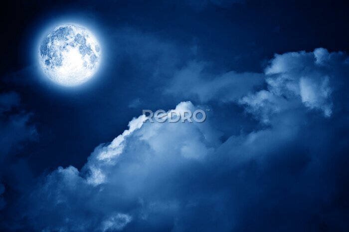 Fotobehang magische maan boven de wolken
