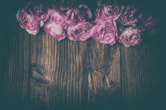 Fotobehang Magnolia's liggen op de planken