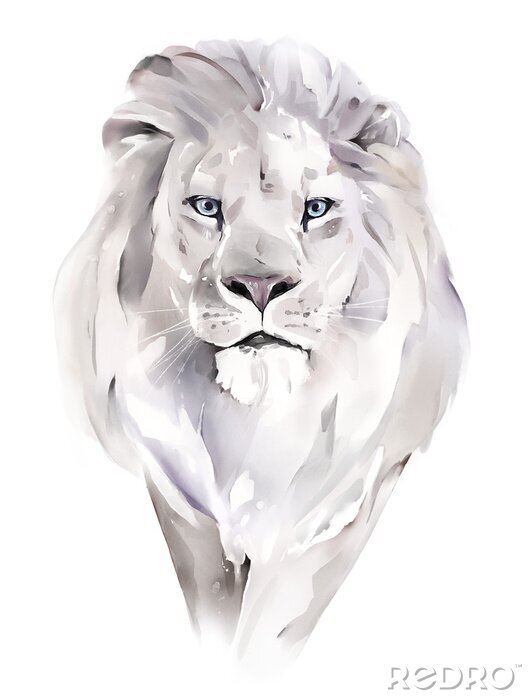 Fotobehang Majestueuze leeuw op een lichte achtergrond