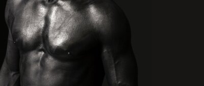 Fotobehang Man borst geschilderd in zwarte brievenbus