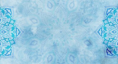 Fotobehang Mandala blauwe aquarel achtergrond