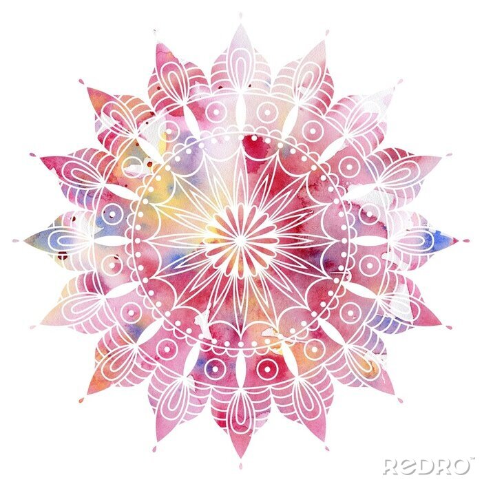 Fotobehang Mandala in kleurrijke waterverf