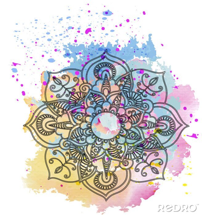 Fotobehang Mandala in vlekken van kleur