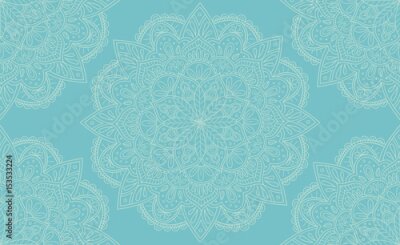 Fotobehang Mandala's op een blauwe achtergrond