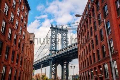 Fotobehang Manhattan Bridge seen from Dumbo, Brooklyn, New York City
