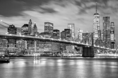 Fotobehang Manhattan en Brooklyn Bridge in zwart-witfotografie