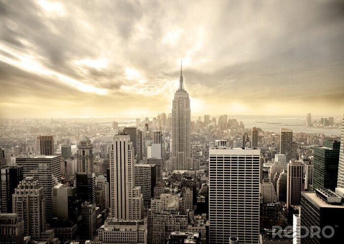 Fotobehang Manhattan in grijstinten
