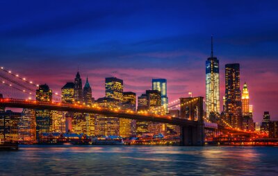 Fotobehang Manhattan in het avondlicht