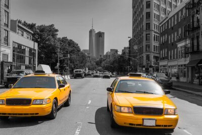 Fotobehang Manhattan met gele taxi's
